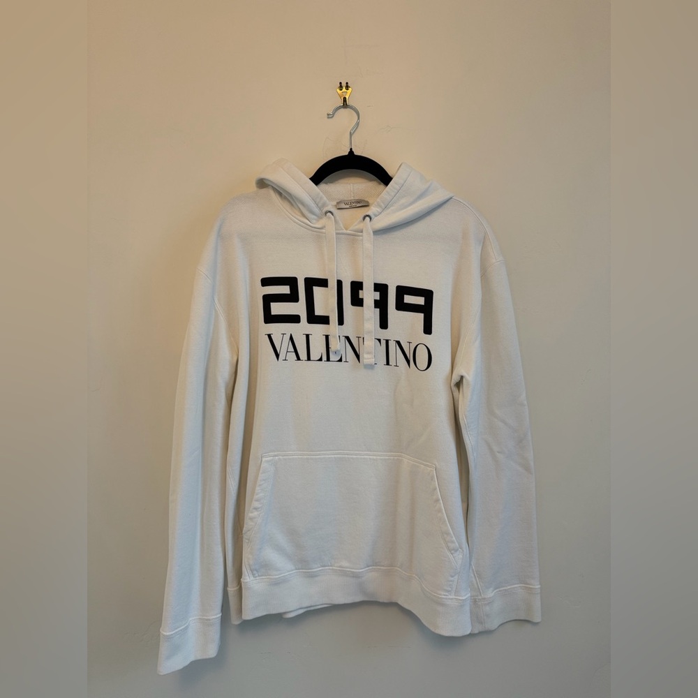 Valentino White Hoodie with Black Print